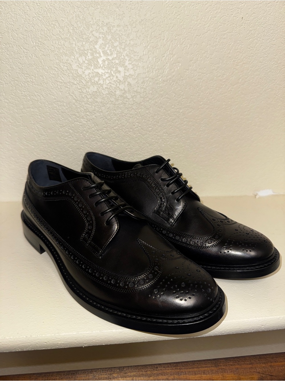 Burberry Men's Black Leather Wingtip Dress Shoes